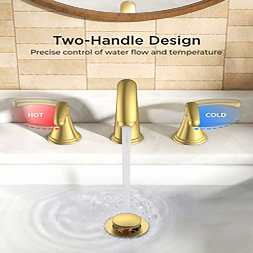 FORIOUS Black Bathroom Faucet 3 Hole, Widespread Bathroom Sink Faucet 8 Inch with Pop Up Drain and CUPC Supply Hose, 2 Handle for Vanity Rv Commercial Lavatory Restroom