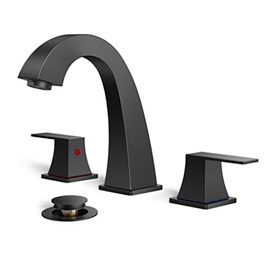 FORIOUS Bathroom Sink Faucet 3 Hole, Matte Black Bathroom Faucets for Vanity with Pop-up Drain and Supply Lines, Lead-Free 8 Inch Widespread Faucet for 3 Hole Sink