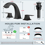 FORIOUS Bathroom Sink Faucet 3 Hole, Matte Black Bathroom Faucets for Vanity with Pop-up Drain and Supply Lines, Lead-Free 8 Inch Widespread Faucet for 3 Hole Sink