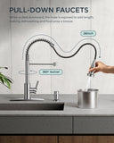 FORIOUS Kitchen Faucet with Pull Down Sprayer 1 or 3 Hole for Farmhouse with soap dispenser，led light