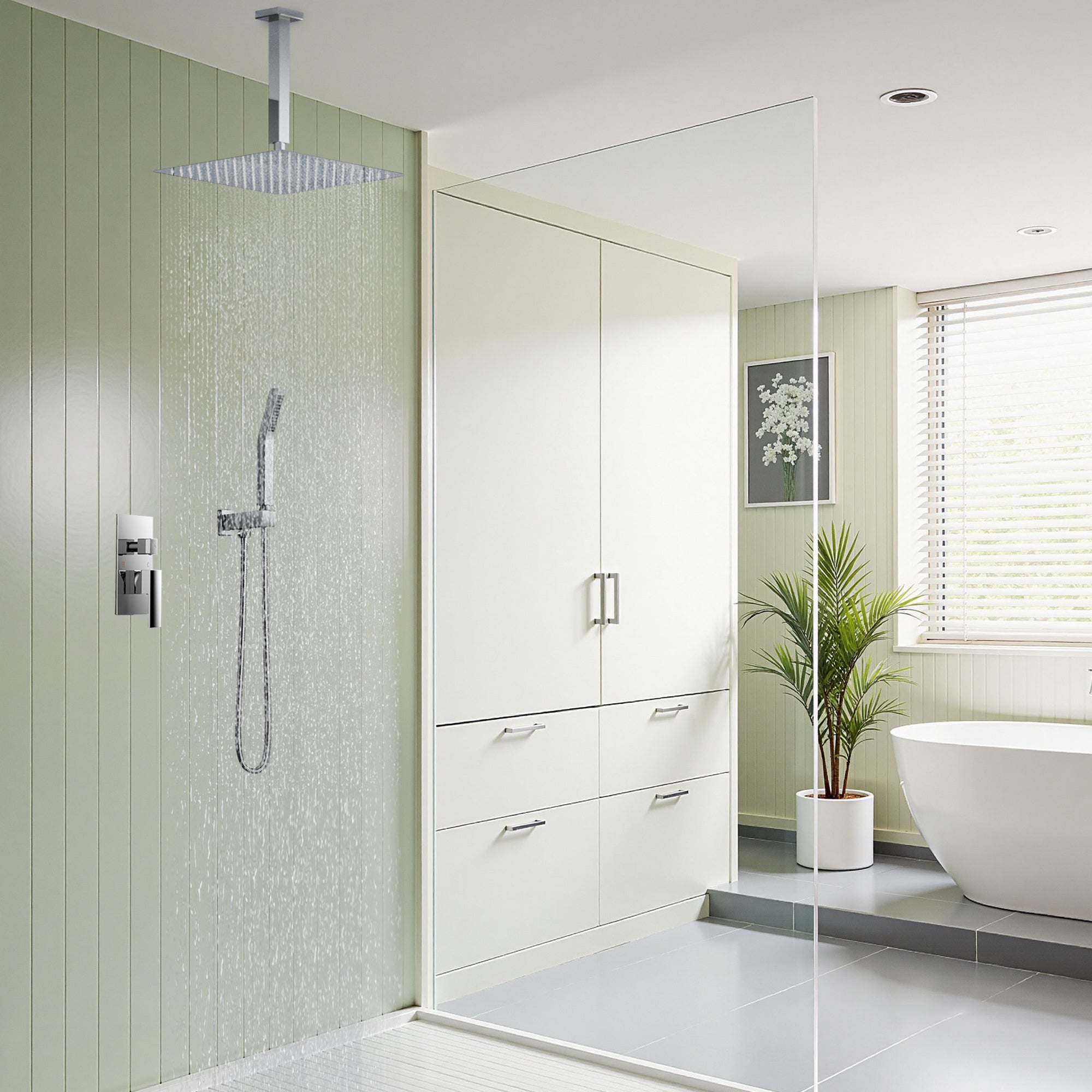 Forious Max     Gold Chrome 8 inch Bathroom Wall Mounted Rainfall Shower Head System with Faucet