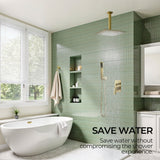 Forious Max     Gold Chrome 8 inch Bathroom Wall Mounted Rainfall Shower Head System with Faucet