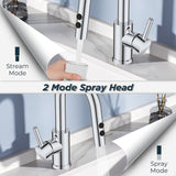 FORIOUS Chrome Bathroom Faucet with Pull Down Sprayer, Single Hole Bar Sink Faucet 1 Hole with Pop Up Drain Hose, Suitable for Bathroom, RV,Vanity, Restroom & Utility Sink