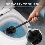 FORIOUS SUS304 Toilet Brush, Toilet Bowl Cleaner Brush and Holder Set Short | Gold, Extended Handle, Removable Inner Bowl, Stable Splash Guard, Steel Joint, Scratch‑Resistant Bristles, for Bathroom RV
