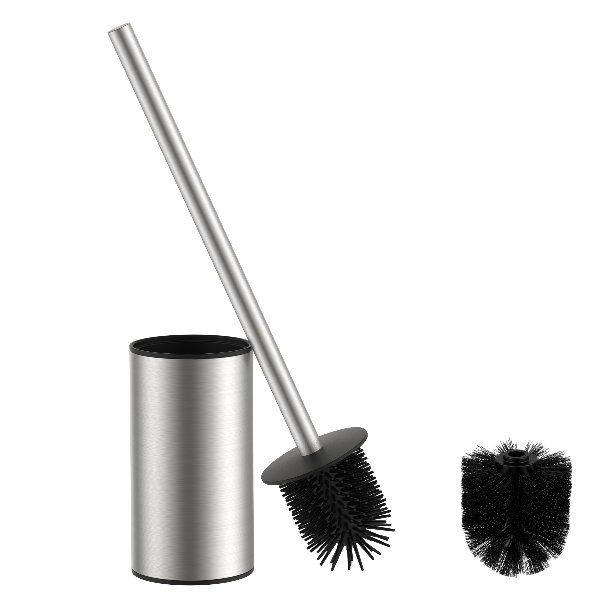 FORIOUS SUS304 Toilet Brush, Toilet Bowl Cleaner Brush and Holder Set Short | Gold, Extended Handle, Removable Inner Bowl, Stable Splash Guard, Steel Joint, Scratch‑Resistant Bristles, for Bathroom RV