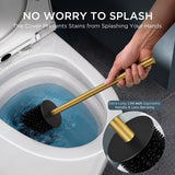 FORIOUS SUS304 Toilet Brush, Toilet Bowl Cleaner Brush and Holder Set Short | Gold, Extended Handle, Removable Inner Bowl, Stable Splash Guard, Steel Joint, Scratch‑Resistant Bristles, for Bathroom RV