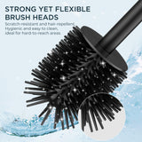 FORIOUS SUS304 Toilet Brush, Toilet Bowl Cleaner Brush and Holder Set Short | Gold, Extended Handle, Removable Inner Bowl, Stable Splash Guard, Steel Joint, Scratch‑Resistant Bristles, for Bathroom RV