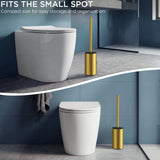 FORIOUS SUS304 Toilet Brush, Toilet Bowl Cleaner Brush and Holder Set Short | Gold, Extended Handle, Removable Inner Bowl, Stable Splash Guard, Steel Joint, Scratch‑Resistant Bristles, for Bathroom RV